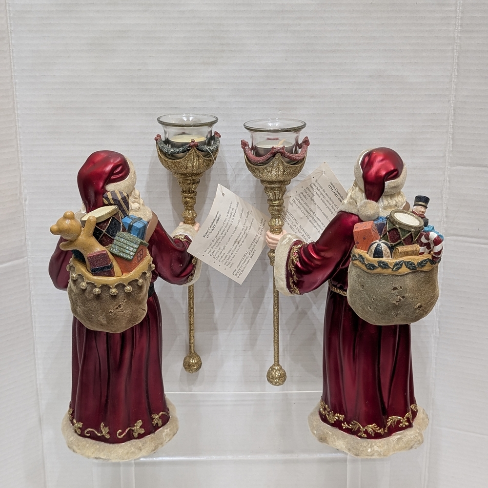 Elegant Santa Claus Candle Holders - Red and Gold - Picture 5 of 14